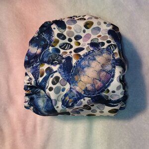Blue & White Sea Turtles OS Pocket Cloth Diaper by Mama Koala Cloth Diapers
